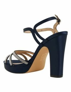 NINA Saralyn Navy Satin Sandals -Deals Shoes Store 871764580 7 720x928