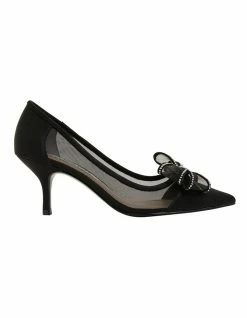 NINA Brite Black Satin Heeled Shoes