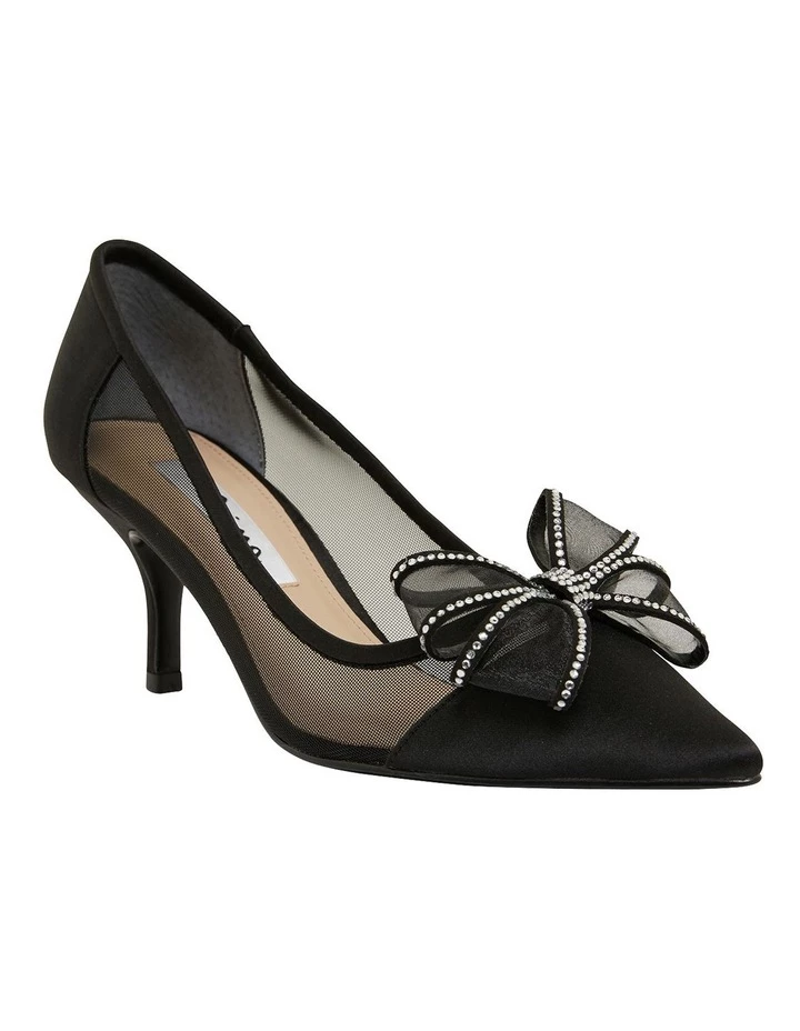 NINA Brite Black Satin Heeled Shoes 2 NINA Brite Black Satin Heeled Shoes - Image 2
