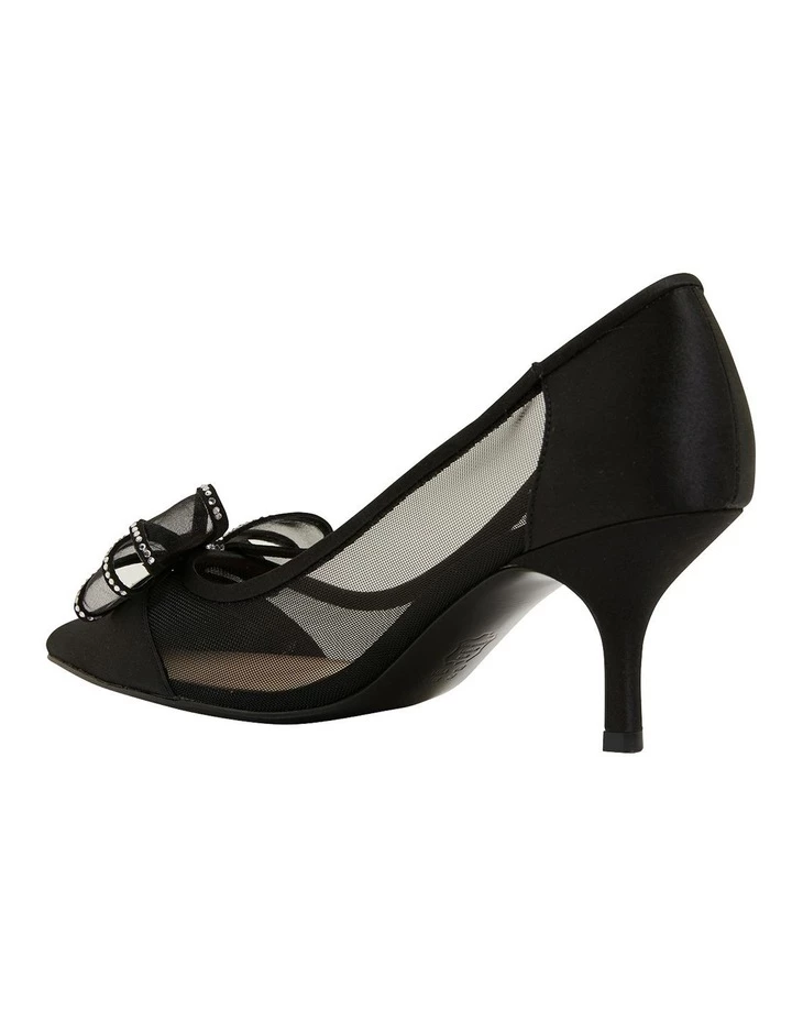 NINA Brite Black Satin Heeled Shoes 7 NINA Brite Black Satin Heeled Shoes - Image 7