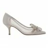 NINA Brite Silver Satin Heeled Shoes