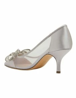 NINA Brite Silver Satin Heeled Shoes -Deals Shoes Store 871765300 7 720x928