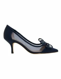 NINA Brite New Navy Satin Heeled Shoes