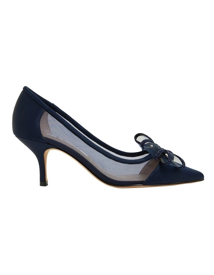 NINA Brite New Navy Satin Heeled Shoes 1 NINA Brite New Navy Satin Heeled Shoes