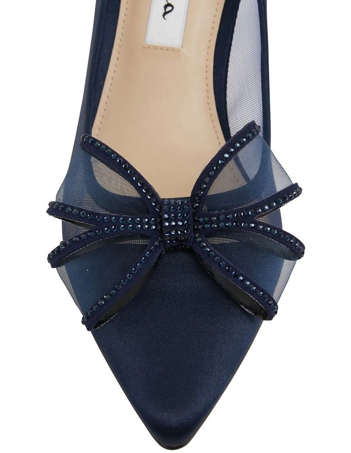NINA Brite New Navy Satin Heeled Shoes 6 NINA Brite New Navy Satin Heeled Shoes - Image 6
