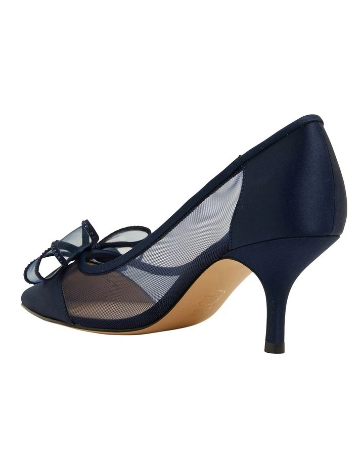 NINA Brite New Navy Satin Heeled Shoes 7 NINA Brite New Navy Satin Heeled Shoes - Image 7