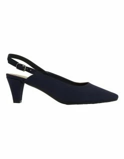 Easy Steps Agatha Navy Fabric Heeled Shoes