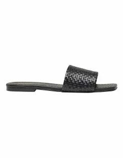 Oxford Ayla Black Woven Leather Slide