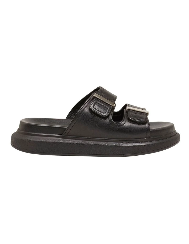 Oxford Maisey Black Leather Velcro Slide 1 Oxford Maisey Black Leather Velcro Slide