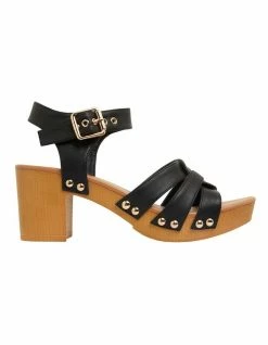 Ravella Lavinia Black Smooth Sandals