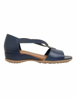 Wide Steps Caroline Navy Glove Sandals