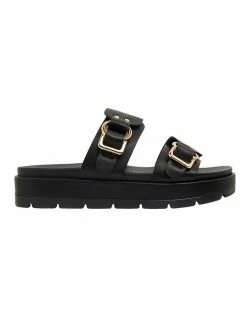Sandler Fiction Black Smooth Sandals