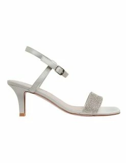 Pink Inc Icon Silver Satin Sandals in Silver Satin