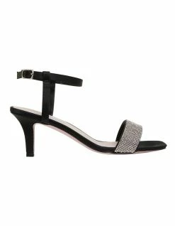 Pink Inc Icon Black Satin Sandals in Black Satin