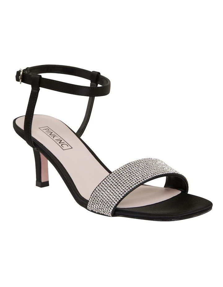 Pink Inc Icon Black Satin Sandals in Black Satin 2 Pink Inc Icon Black Satin Sandals in Black Satin - Image 2