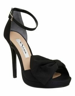 NINA Flosie Black Faille Sandals -Deals Shoes Store 885024010 2 720x928