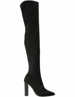 Tony Bianco Lucca Black Sock Knit Boots