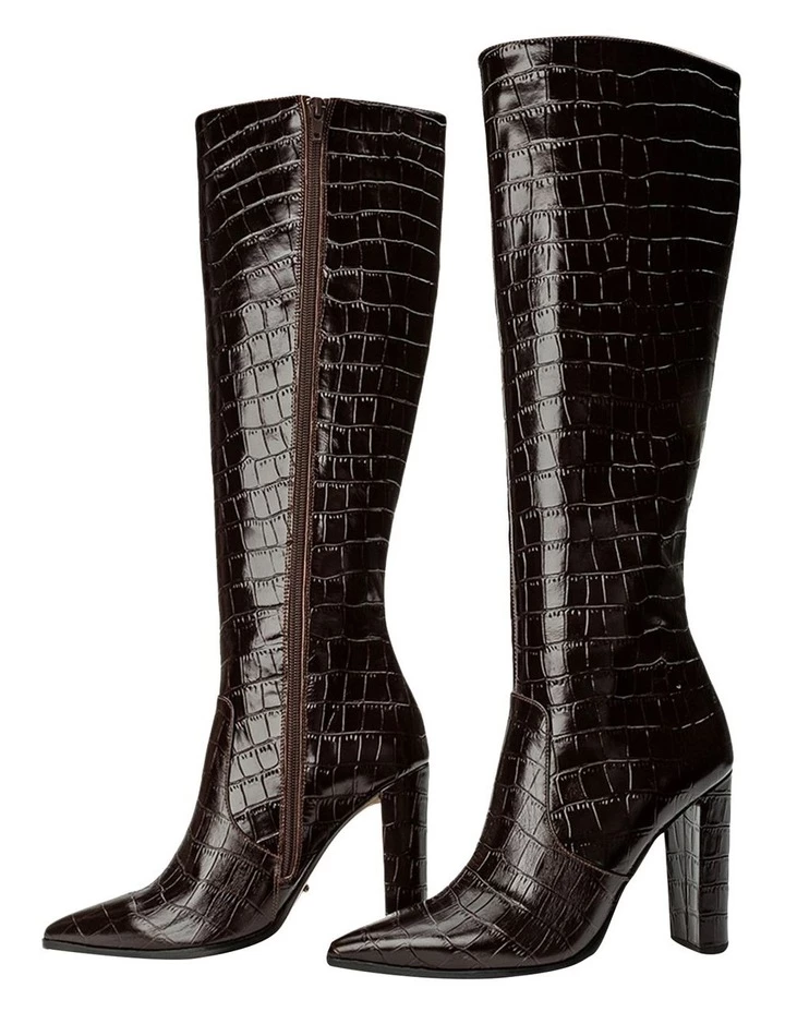 Tony Bianco Lucille Mocha Croc Boots 3 Tony Bianco Lucille Mocha Croc Boots - Image 3