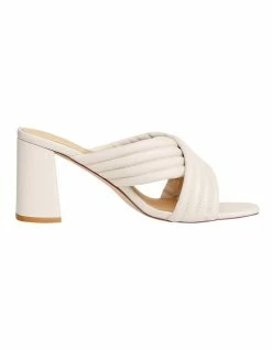 Belle & Bloom When In Rome Cream Quilted Mule Shoe