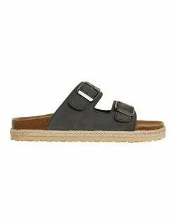 Easy Steps Crete Black Oily Nubuck Sandals