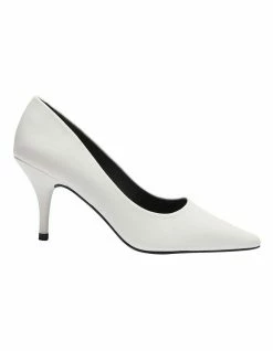 Ravella Wendy White Smooth Heeled Shoes