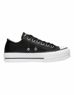 Converse Chuck Taylor All Star Black Leather Platform Sneakers