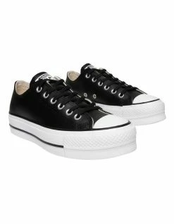 Converse Chuck Taylor All Star Black Leather Platform Sneakers -Deals Shoes Store 900875710 5 720x928