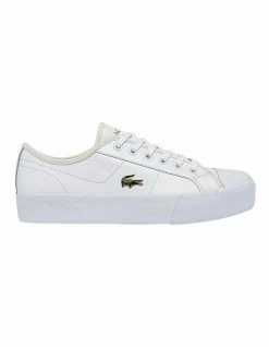 Lacoste Ziane Plus White Leather Tonal Sneakers