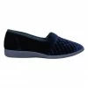 Grosby Marcy Navy Quilted Velour Slip-on Slipper